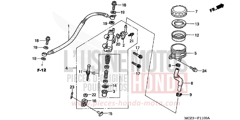 HAUPTBREMSZYLINDER, H. von Hornet 900 DIGITAL SILVER METALLIC (NHA30) von 2007